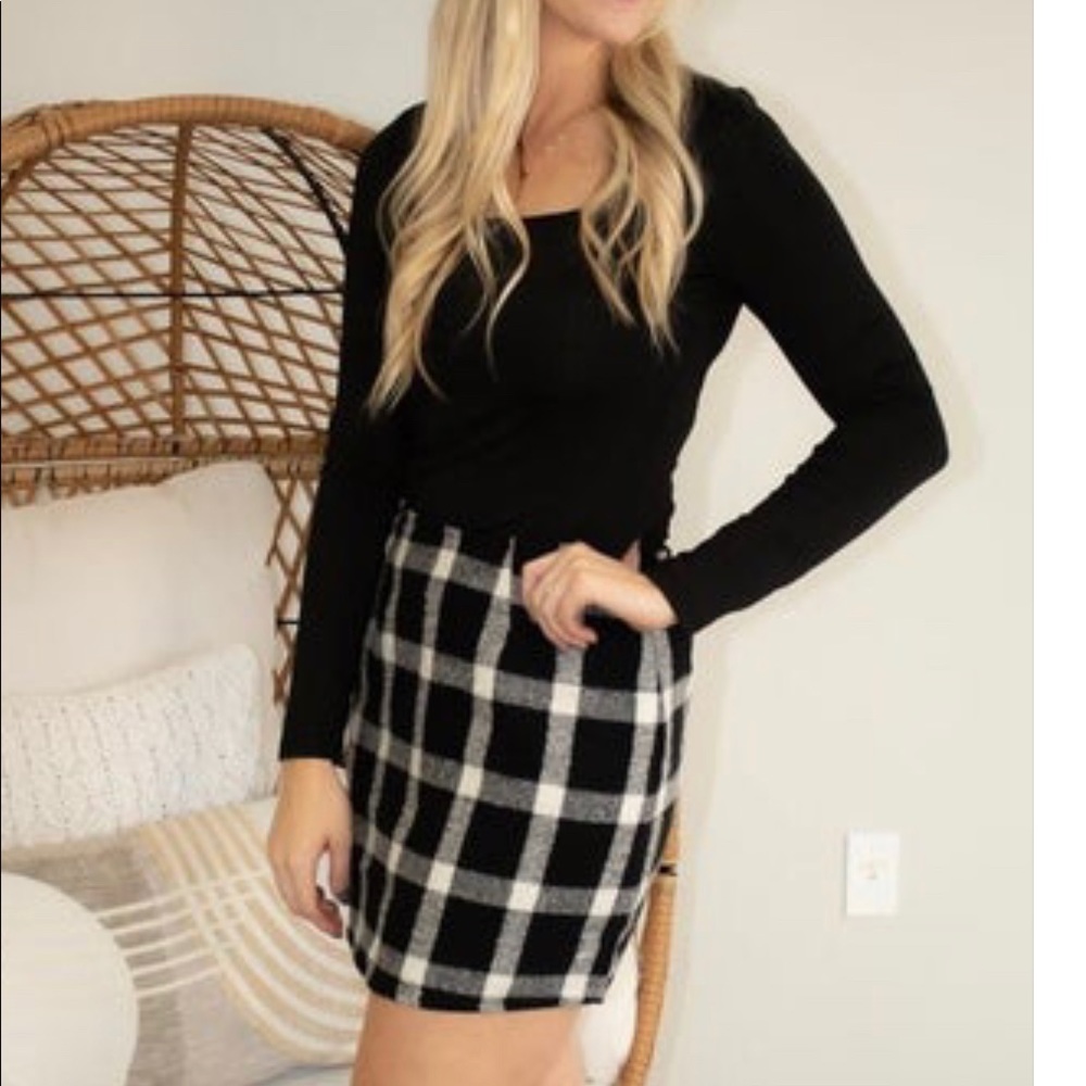 Buffalo Plaid black/white skirt- Med